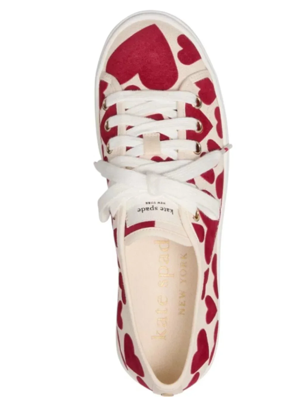 NWOT Kate Spade Women's Serve Round Toe Sneakers with Red Hearts Size 7B